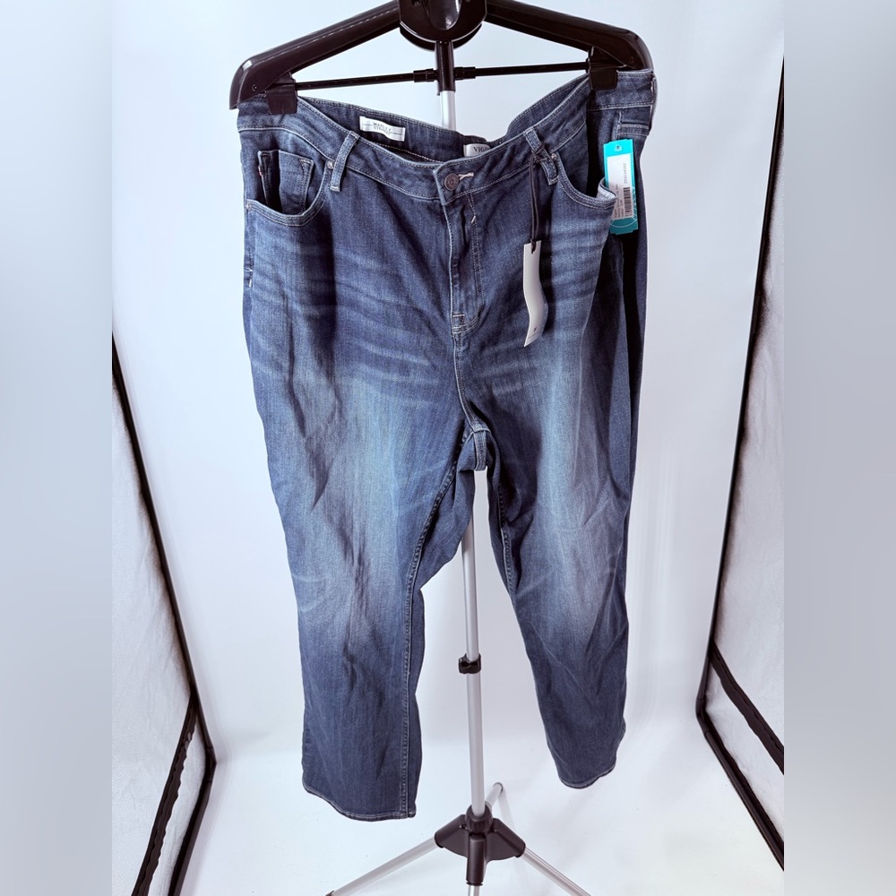 Plus Size Pants Women Vigoss Jeans 5 Pocket Blue Denim Distressed SZ 24 NWT
